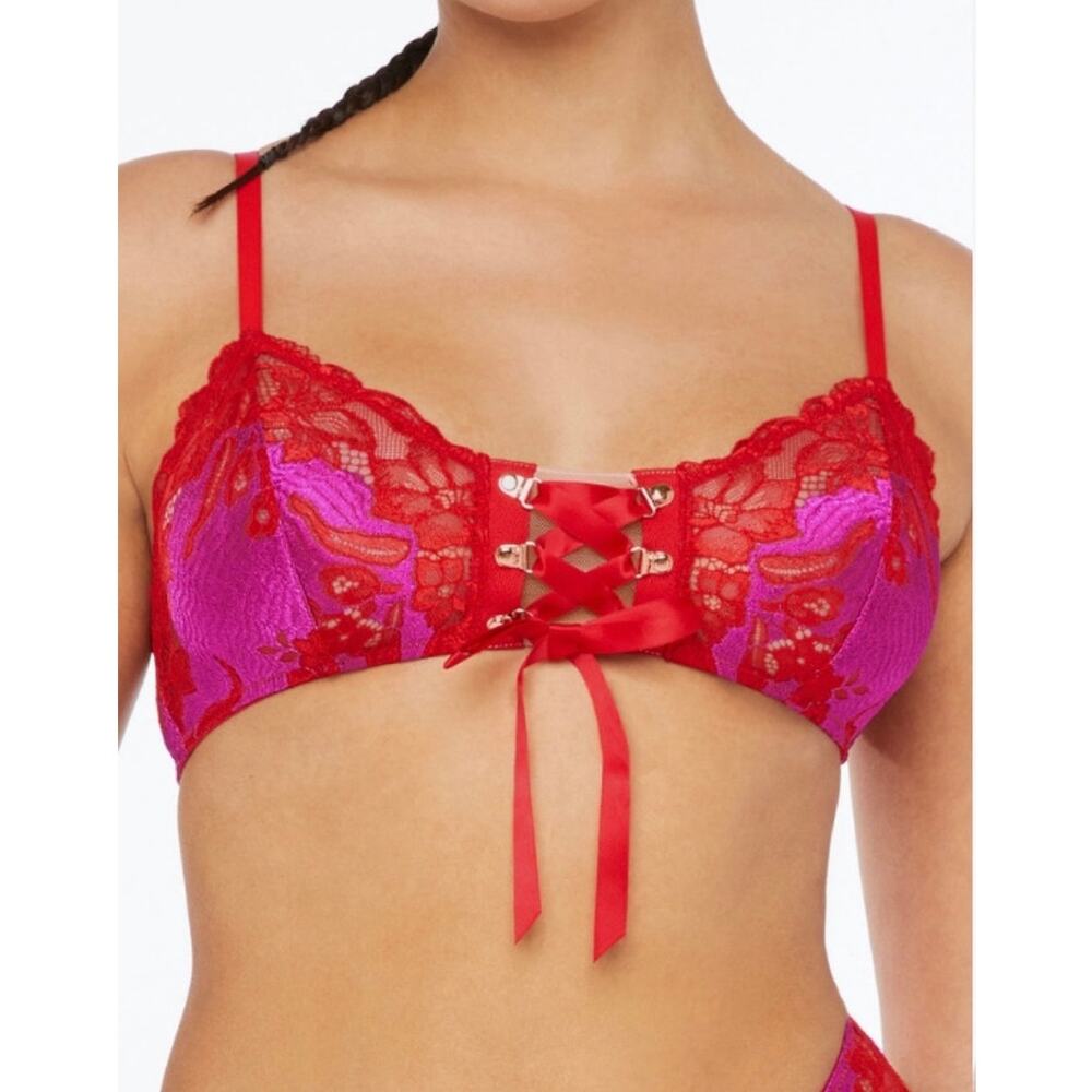 Savage x Fenty Lace’d Up Bralette in Red & Purple Size 2X